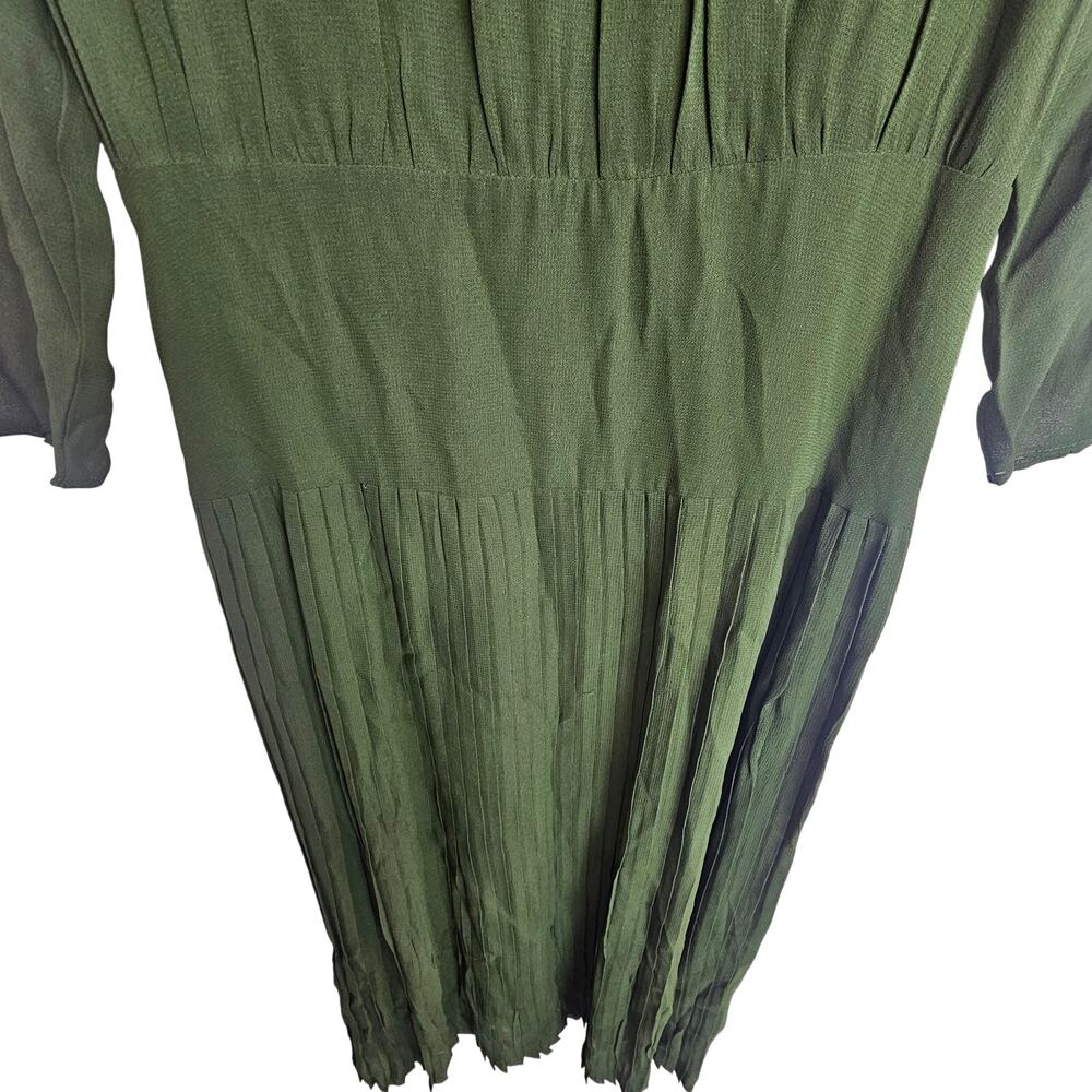 Reformation Womens Sabra Pleated Midi Dress Sz 6 Fern Green Teachercore Academia - Picture 4 of 10